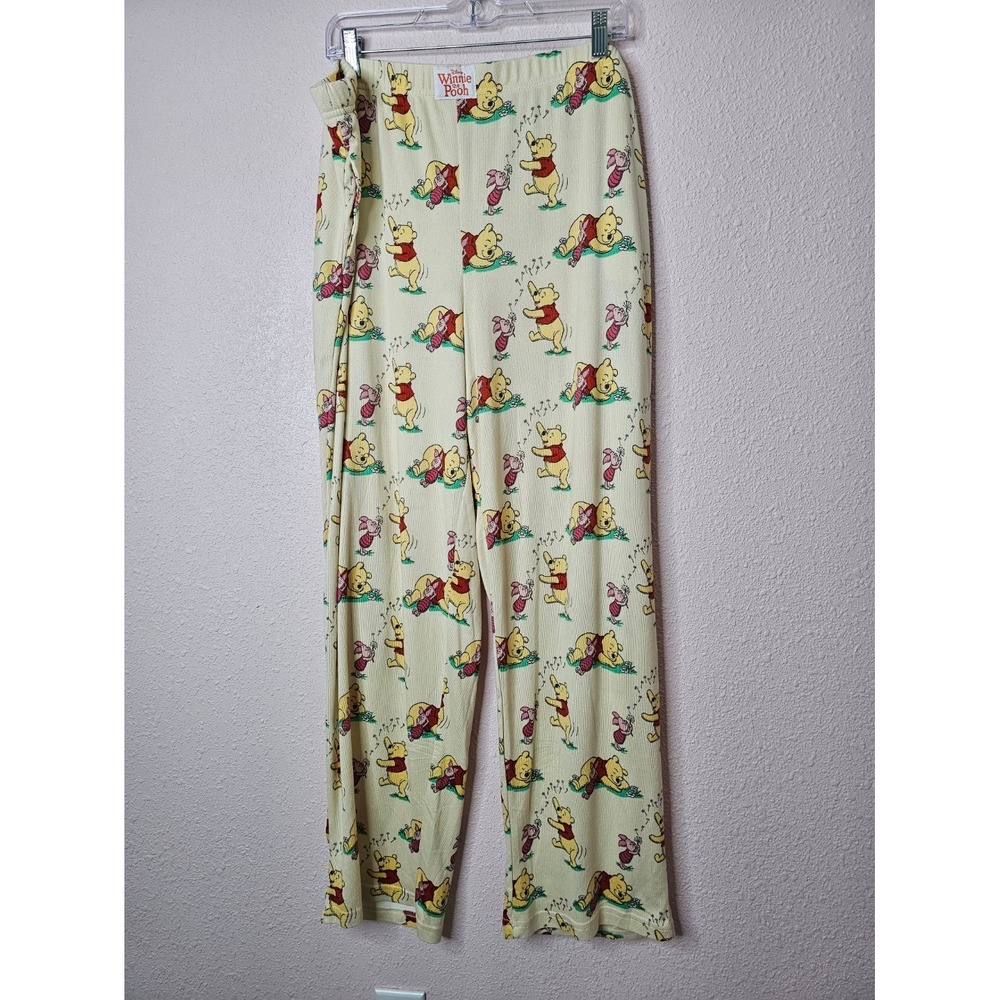 Disney Winnie the Pooh Piglet Pajama Pants XL Cream Ribbed Knit Lounge Pockets